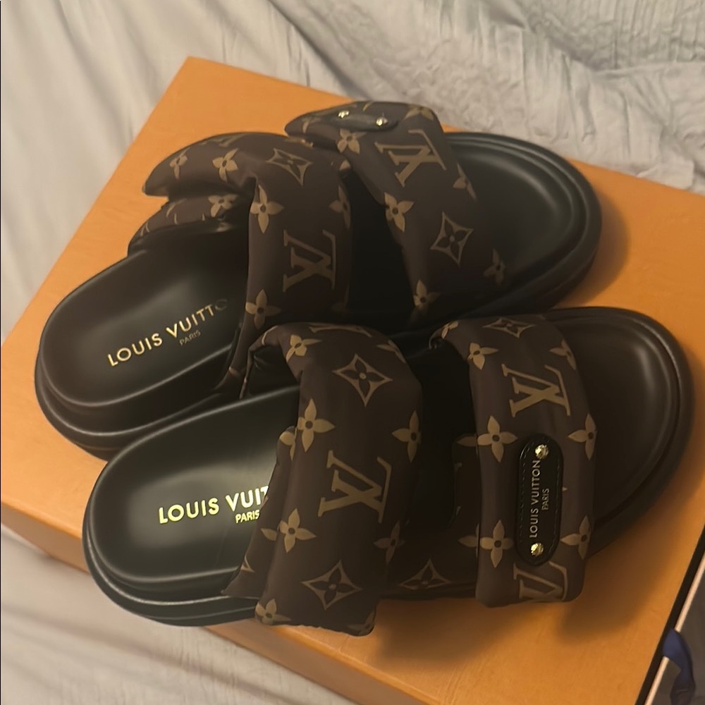 Louis Vuitton Dark Brown Monogram Slides